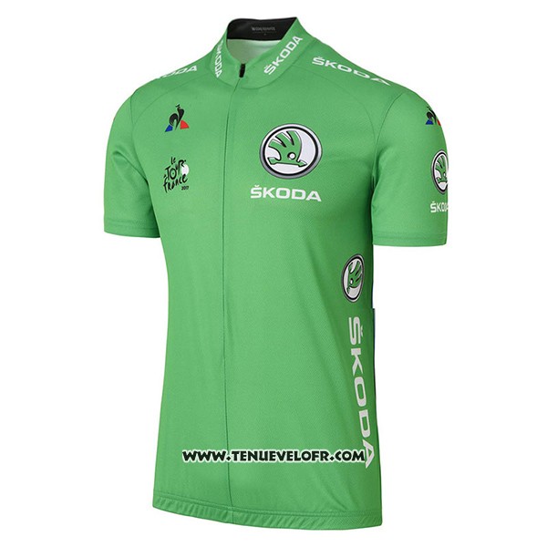 2017 Maillot Ciclismo Tour DE France Vert Manches Courtes et Cuissard